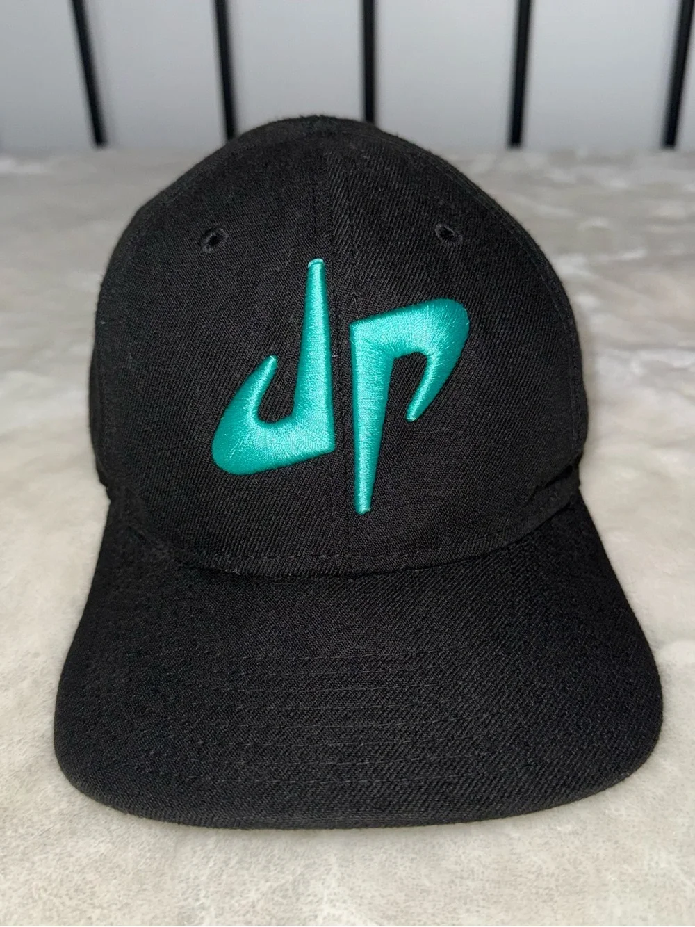 Dude Perfect Kids Black Baseball Cap with Teal Embroidered Logo